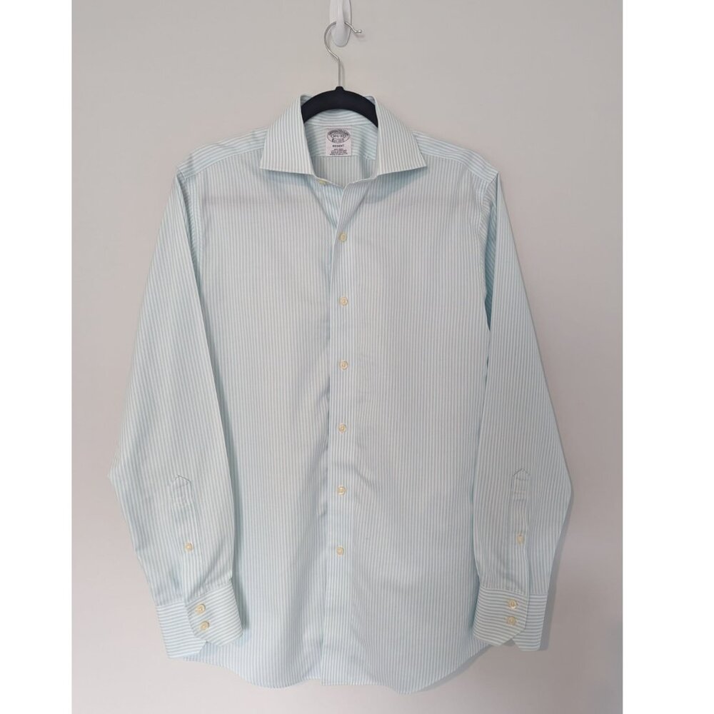 Brooks Brothers Blue/White Non-Iron Dress Shirt. Regent Fit. Size 14.5, 33